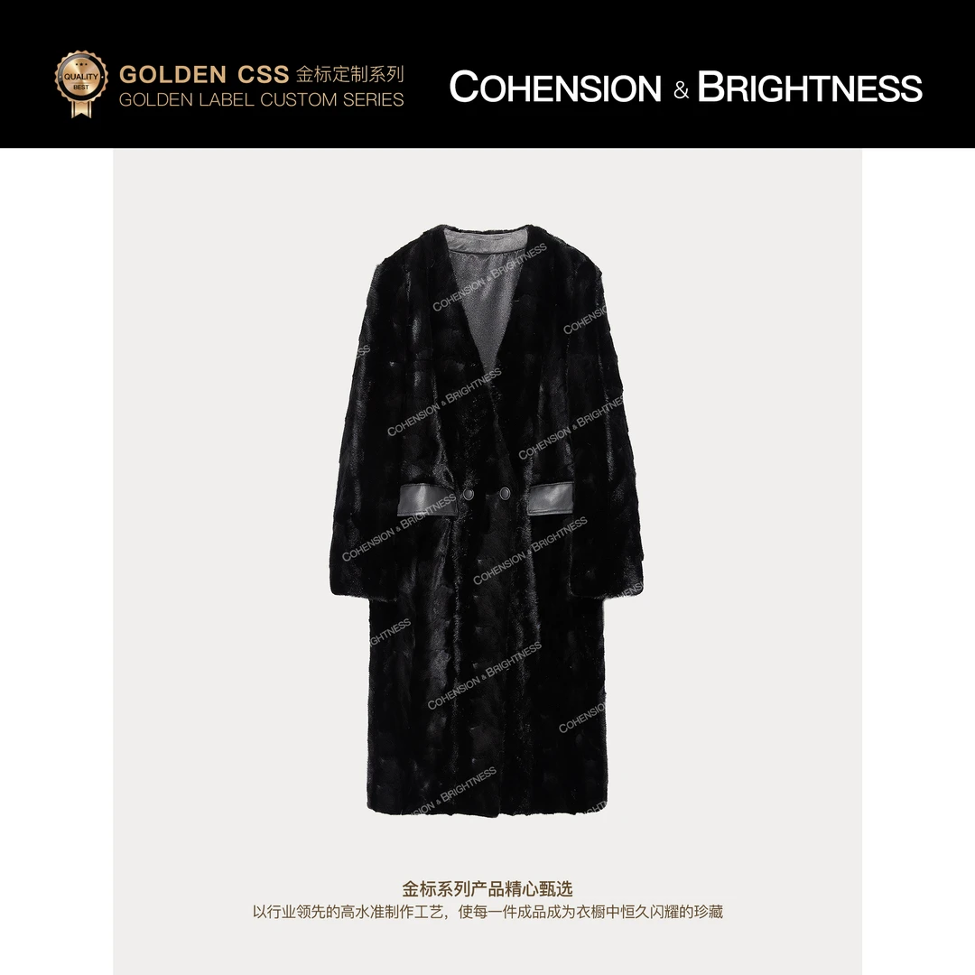 凝慧【暮夜】2024冬季新款V领廓形奢华气质加厚保暖毛呢外套 DQ961