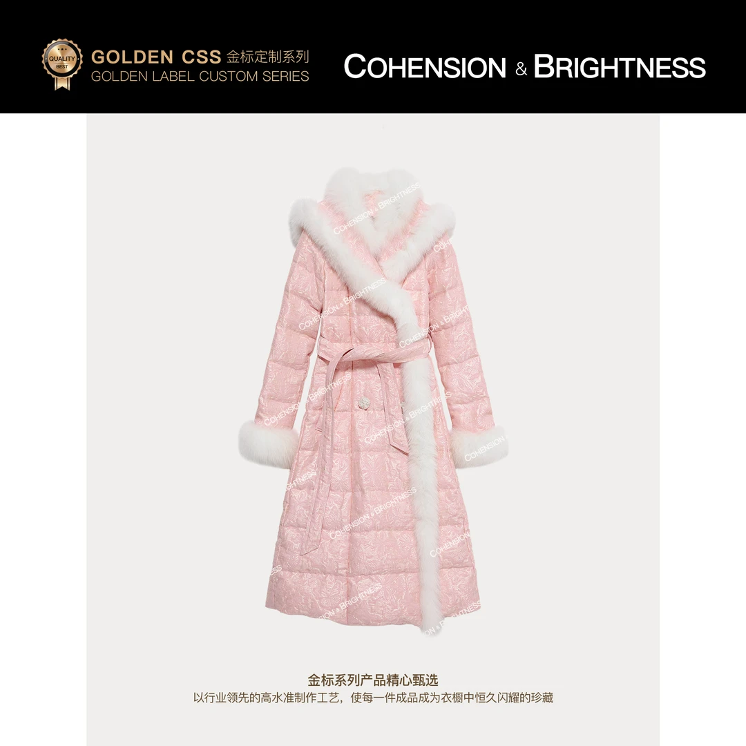 凝慧真的好【雪域精灵】冬季气质提花连帽毛领保暖羽绒服VQ011