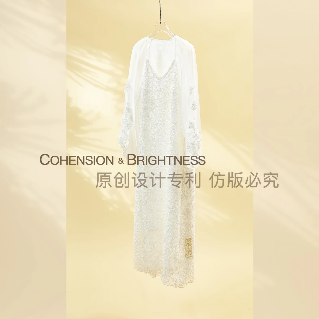 凝慧真的好【花之酿】超仙白色甜美蕾丝立体花瓣拼接连衣裙 LN039