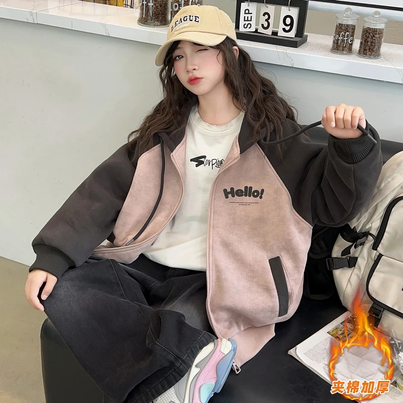 女童外套夹棉秋冬装2024新款童装儿童秋季棒球服女大童加厚上衣潮