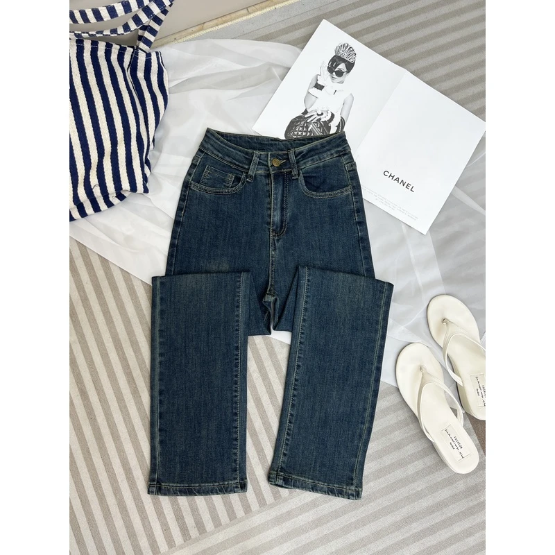 弹力烟管牛仔裤高腰显瘦修身纯色法棍裤经典裤型秋冬新款优质好品