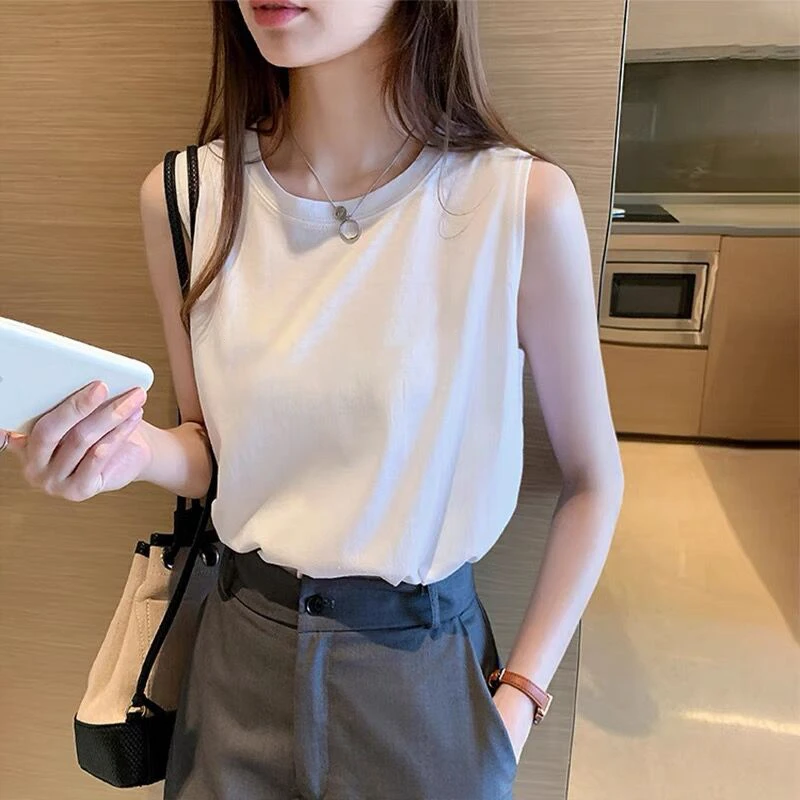 纯色吊带纯棉背心女2023夏辣妹性感别致内搭百搭打底衫女无袖上衣