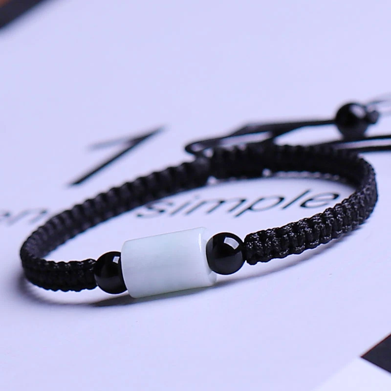 非金属布艺手链 转运珠手链男士情侣编织手绳黑色小众红绳男生潮