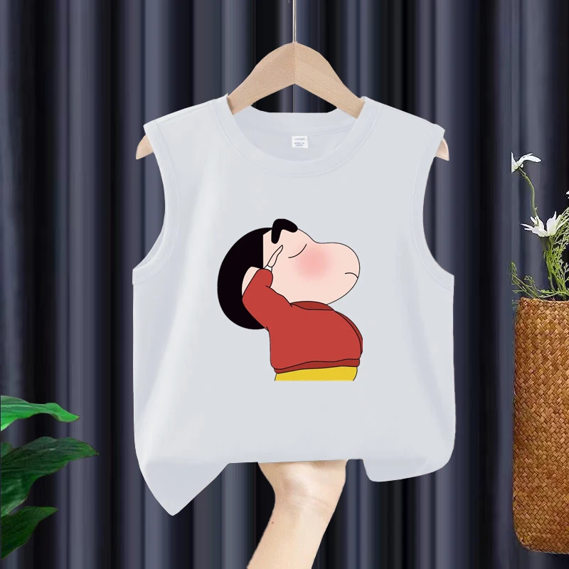 卡通男女童纯棉无袖背心t恤2024夏季中大童新款宽松百搭宝宝上衣