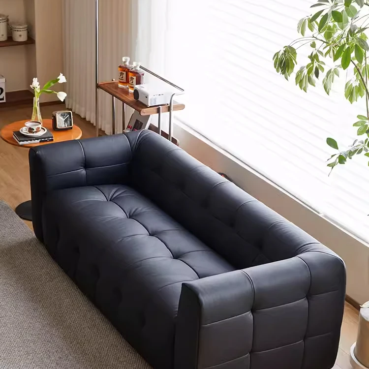 客厅现代简约防猫抓皮三四人位组合大小户型海绵油蜡皮工艺沙发