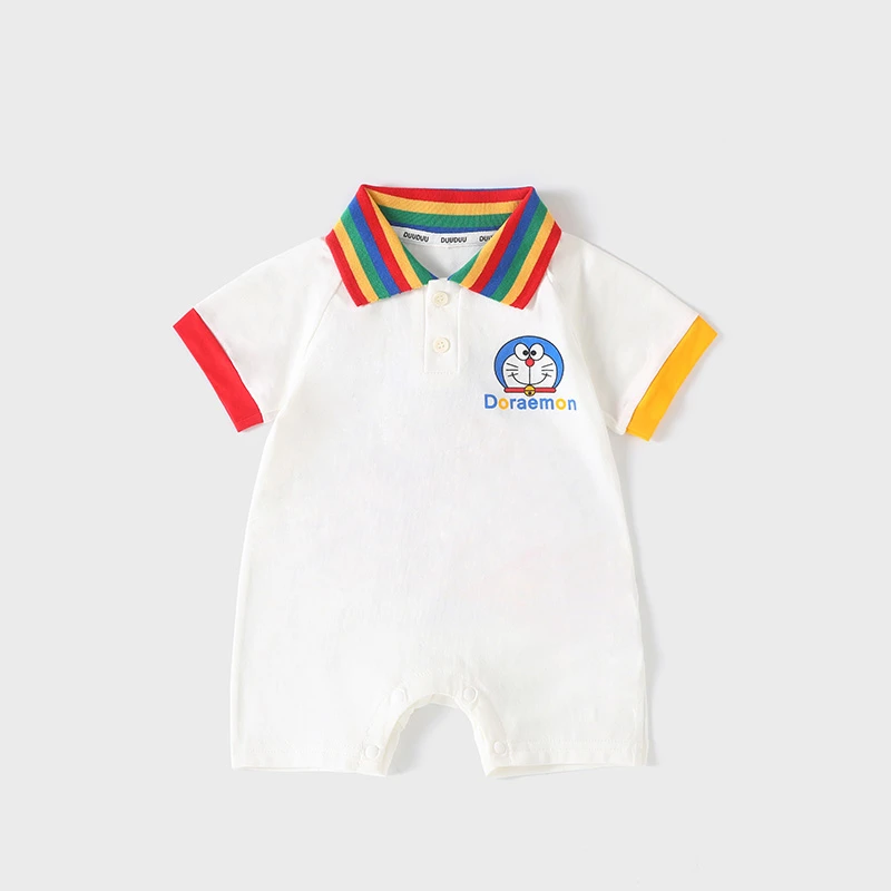 婴儿连体衣夏季薄款哈衣0-2岁夏天短袖开档衣服宝宝立领POLO衫
