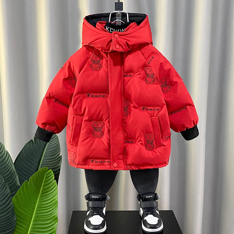 男童羽绒服外套冬季加厚2024新款冬装白鸭绒上衣连帽宝宝加厚保暖