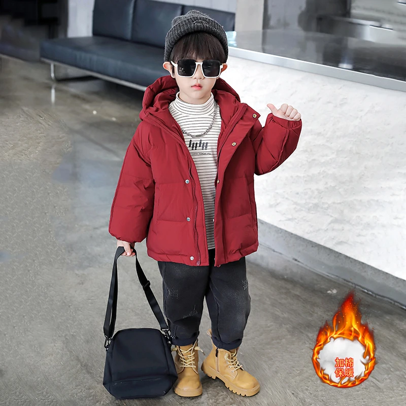 男童手塞棉服冬季2024新款洋气儿童连帽保暖棉衣外套宝宝秋冬棉袄
