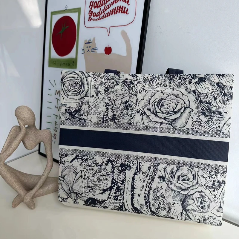 蓝色繁花无纺布服装店手提袋女装购物袋环保袋打包袋子定制批发