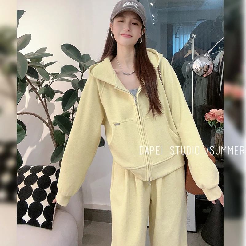 加厚 加绒选择 显瘦连帽洋气套装休闲宽松卫衣+裤子