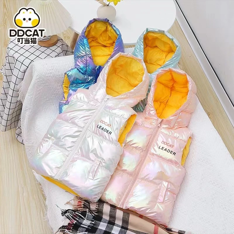 儿童马甲宝宝外穿加厚棉背心男女童连帽坎肩保暖马夹冬洋气