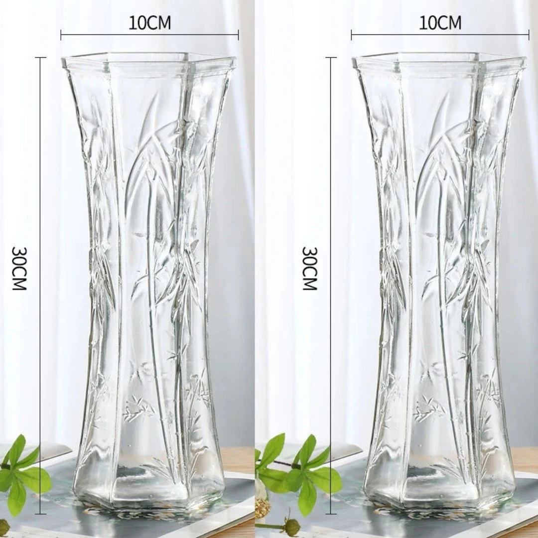 客厅插花摆件水培富贵竹百合花瓶欧式透明花器（款式随机发）