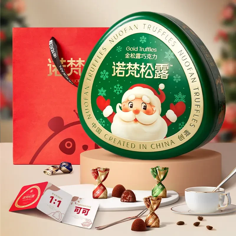 诺梵金松露巧克力夹心圣诞节礼盒爆款丝滑独立包装可可脂巧克松露