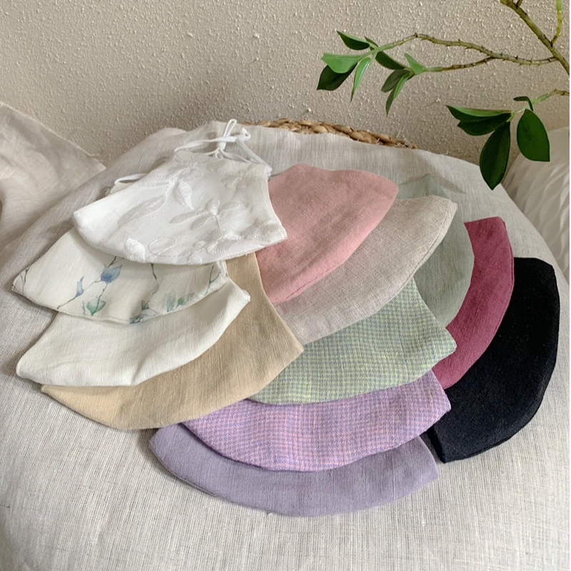 BRCP/布然初品0012女士麻纯色口罩可调节成人女