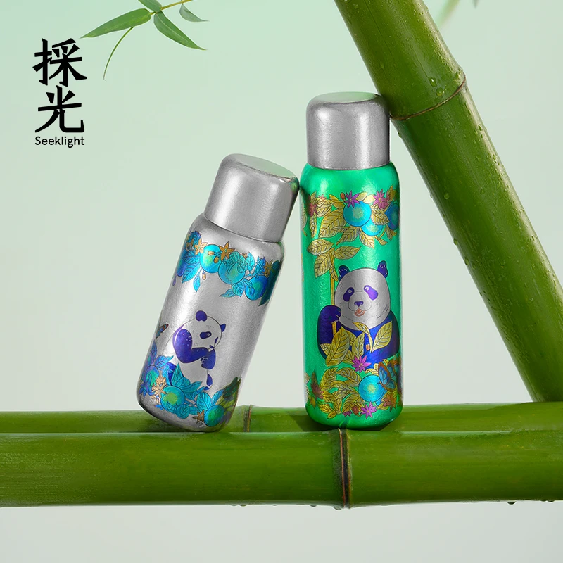採光seeklight明星综艺同款纯钛焕金焖泡杯熊猫款一杯双盖