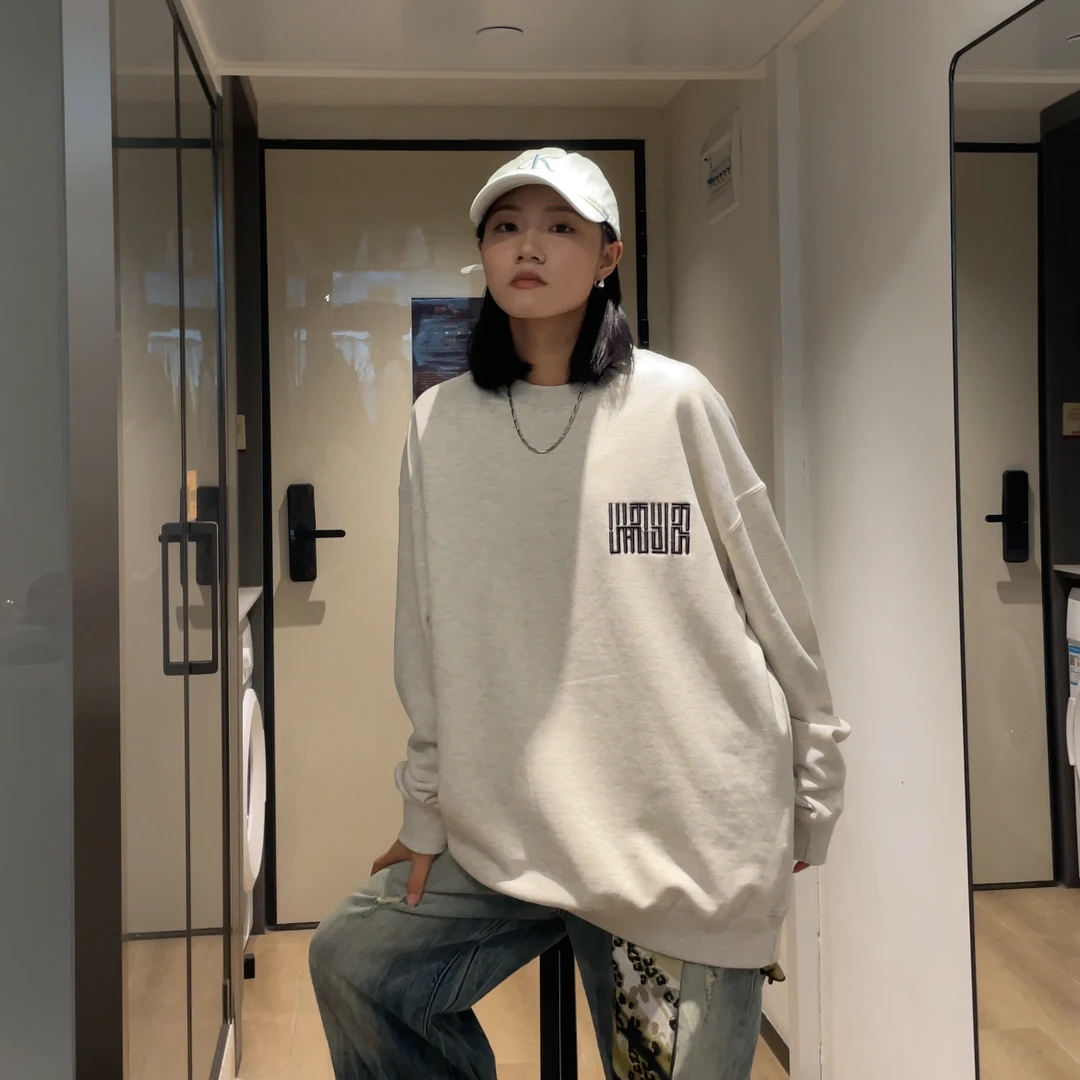 国潮九叠篆卫衣刺绣重磅圆领卫衣休闲时尚百搭宽松男女同款