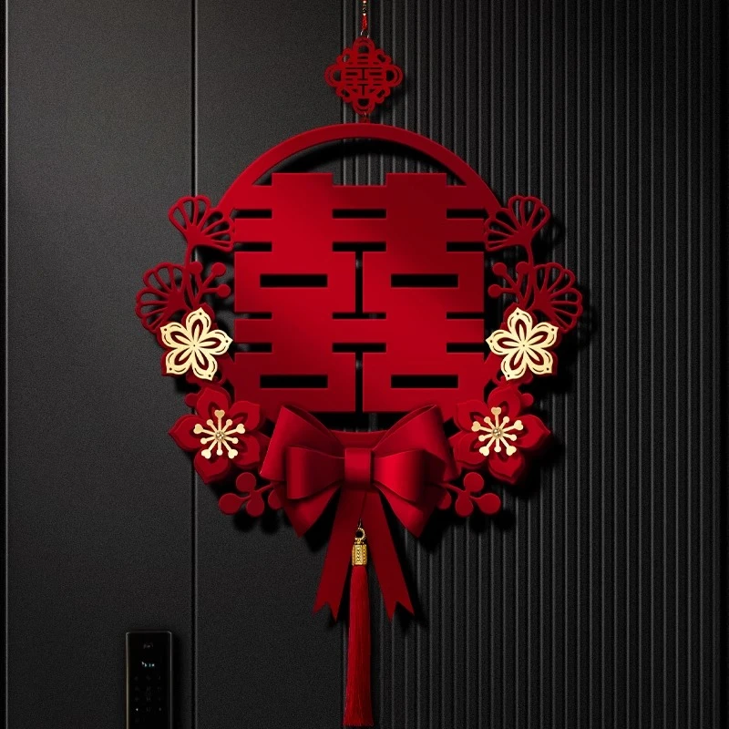 场景喜字无痕胶贴挂件婚房布置新房婚礼男女方卧室门房门专用挂饰