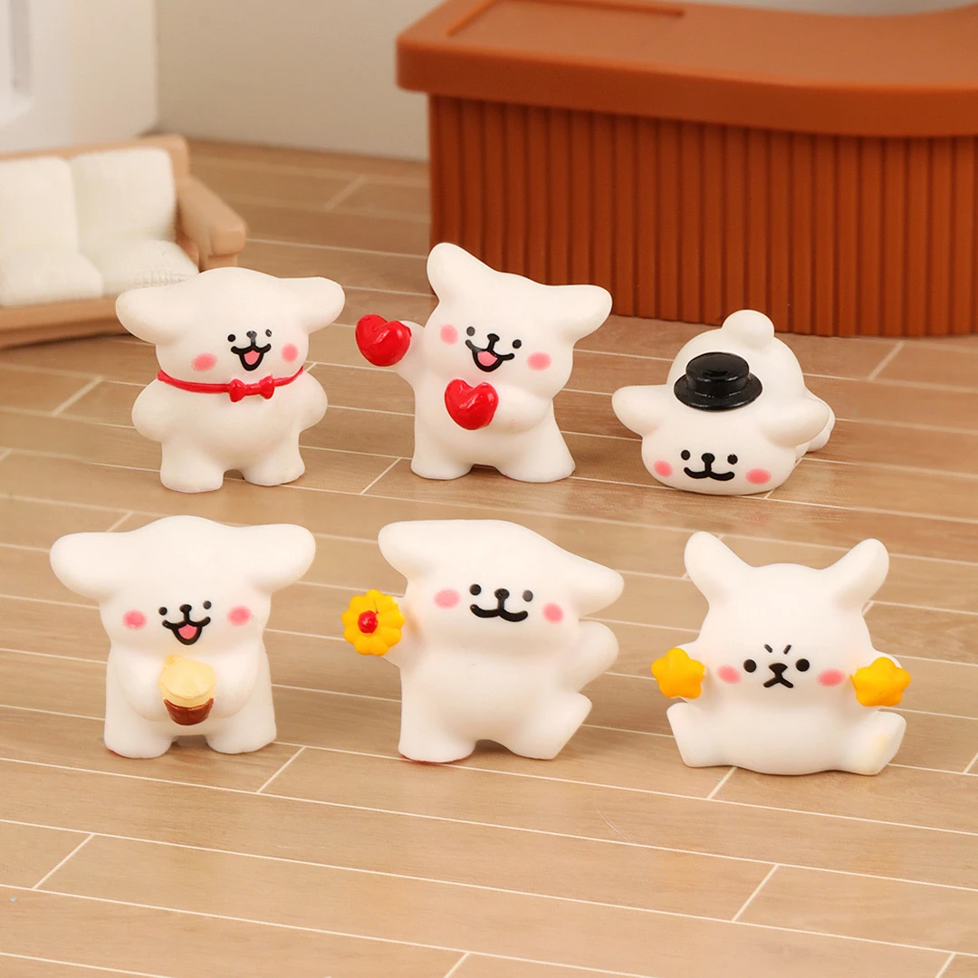 【对碰+许愿】微景观创意可爱小白狗线条小狗装饰品配件迷你摆件