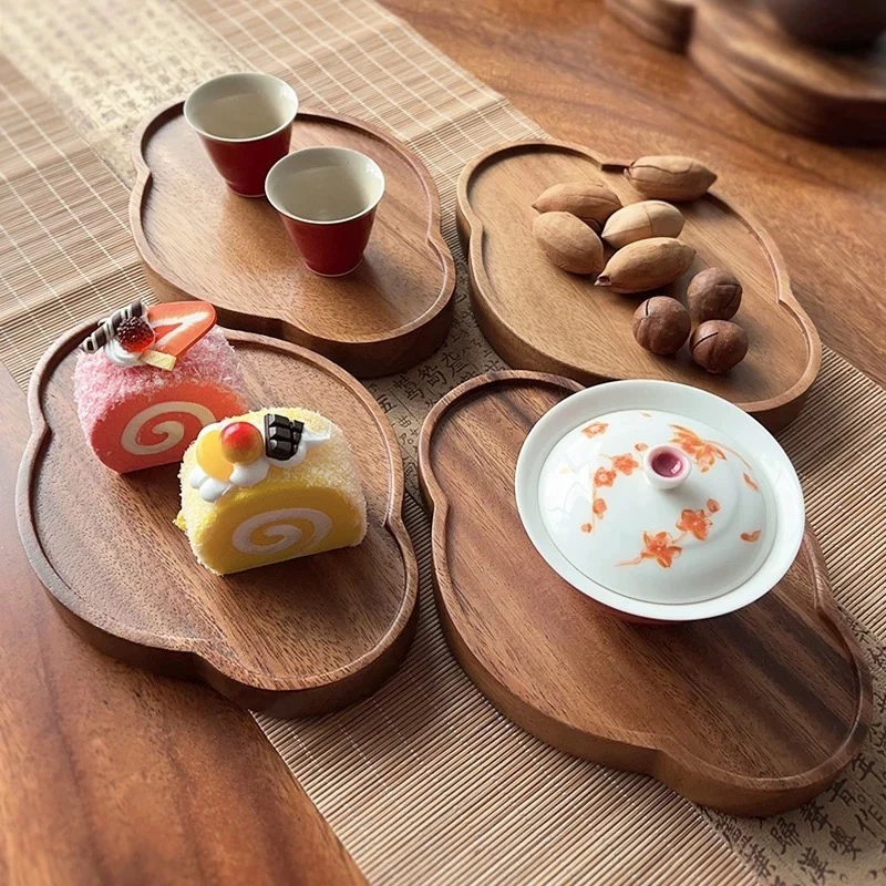 胡桃木云朵干泡茶盘家用简约日式茶托盘干泡盘点心盘泡台手工