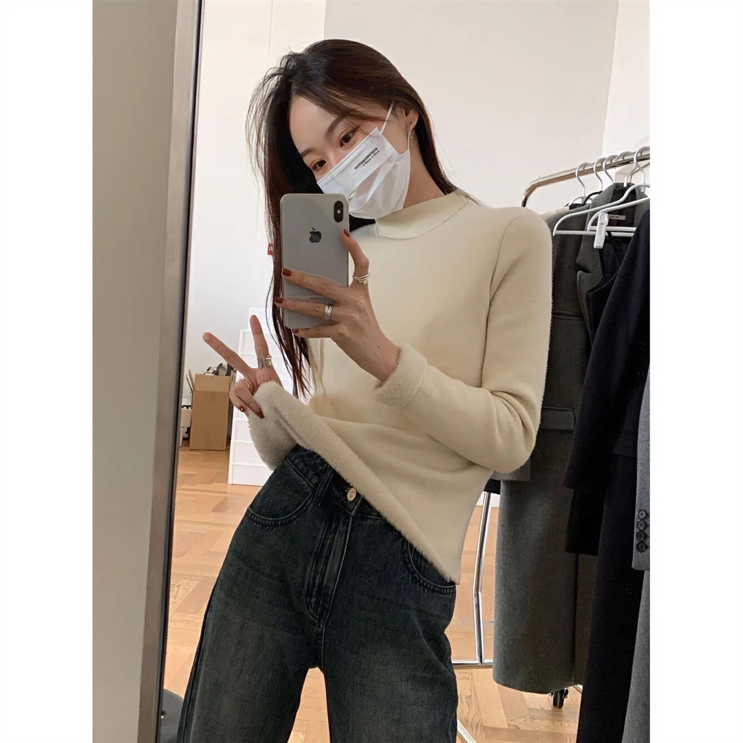 YZ秋冬穿搭半高领长袖毛衣打底衫女保暖内搭上衣1687#0.09