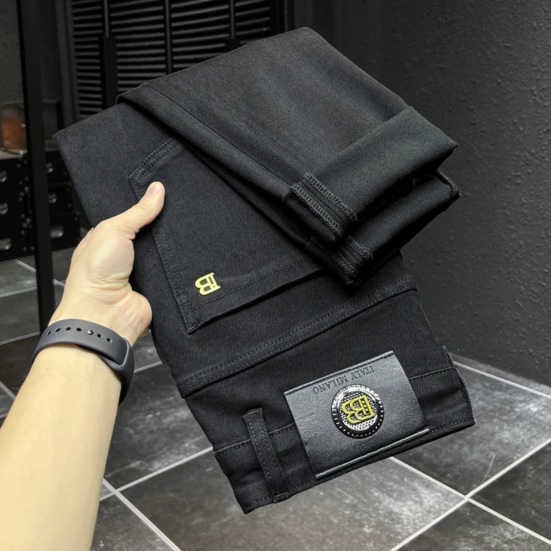 春季弹力男士直筒牛仔裤2025时尚百搭休闲修身显瘦长裤男潮流