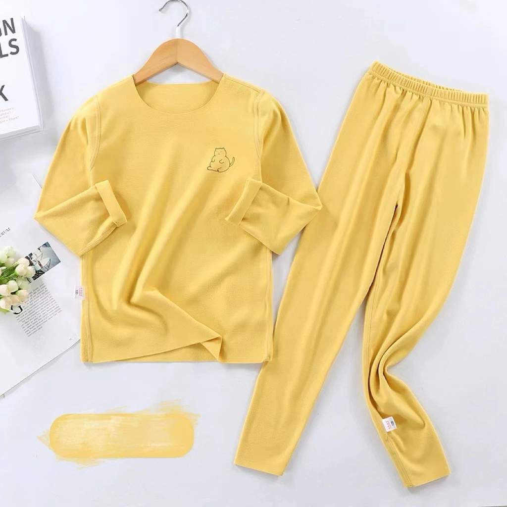 小黄鸭儿童保暖内衣套装春秋款男女童薄绒打底衫秋衣秋裤两件套