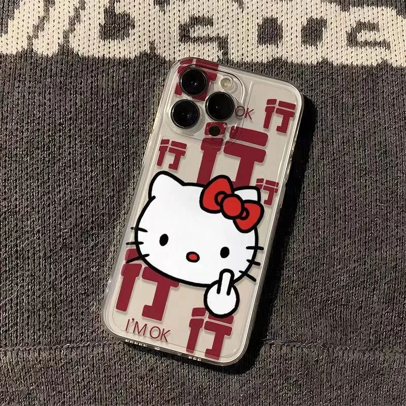 暴躁凯蒂猫适用苹果15Promax手机壳xsmax透明13/14全包12Pro软壳x