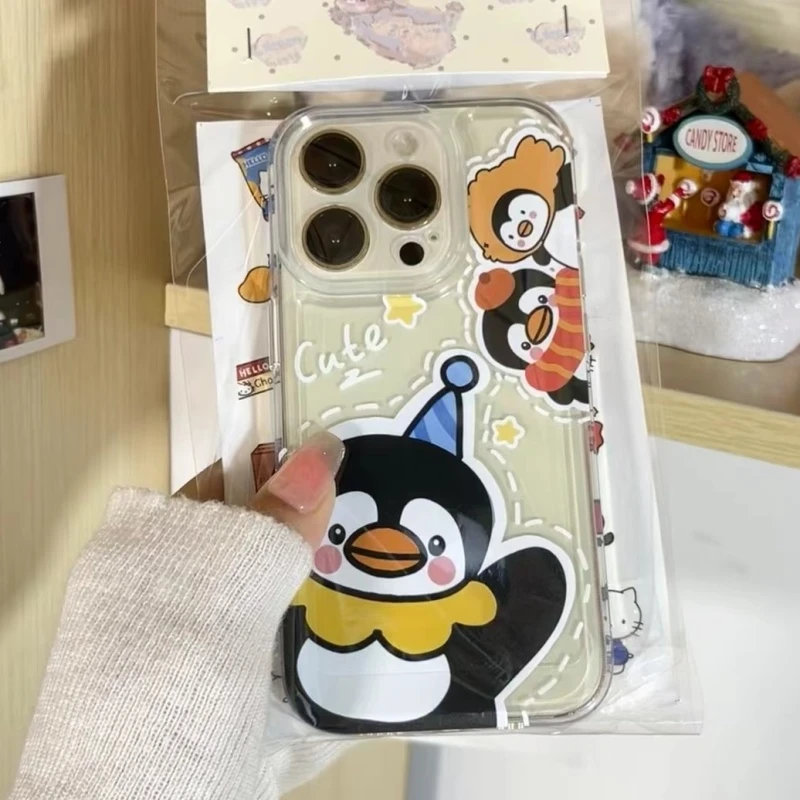 可爱睡觉企鹅苹果15/14promax全包手机壳plus软壳iPhone12高级78p