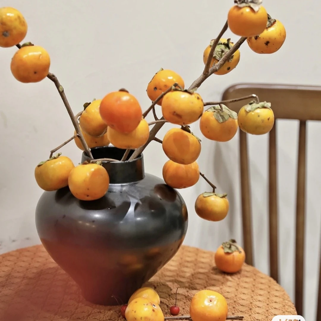 【星玥鲜花】中秋团圆柿子切花---秋去冬来万物休，唯有柿树挂灯笼