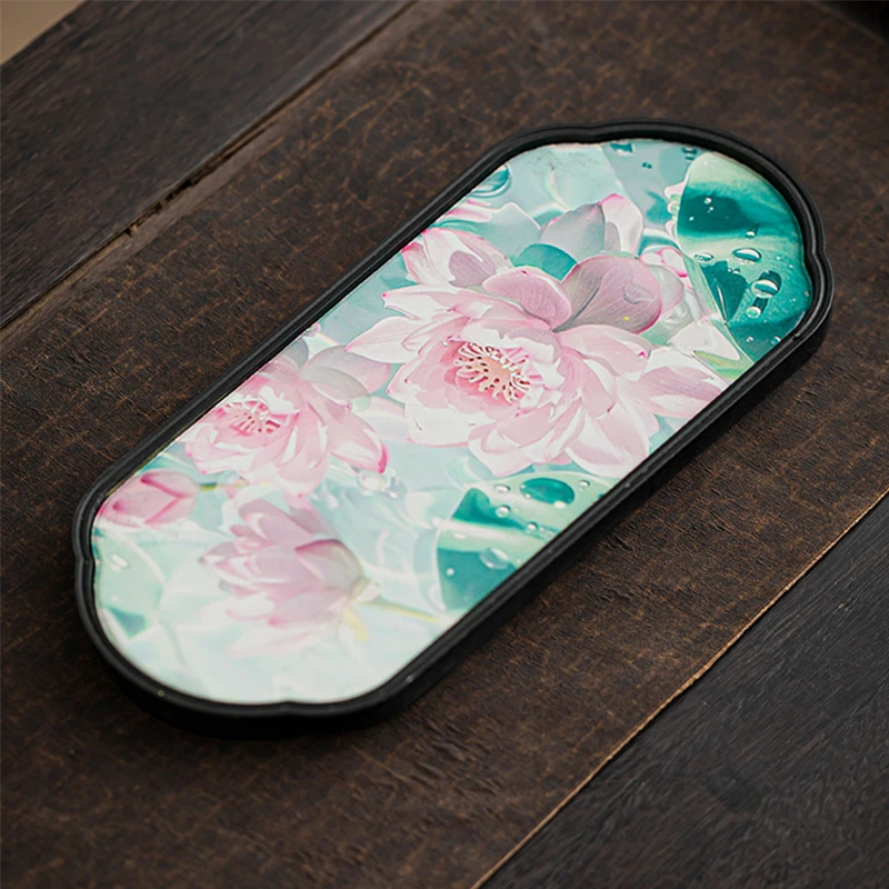 国潮吸水干泡盘新款家用办公小型陶瓷喝茶茶具托盘一人饮茶台小套