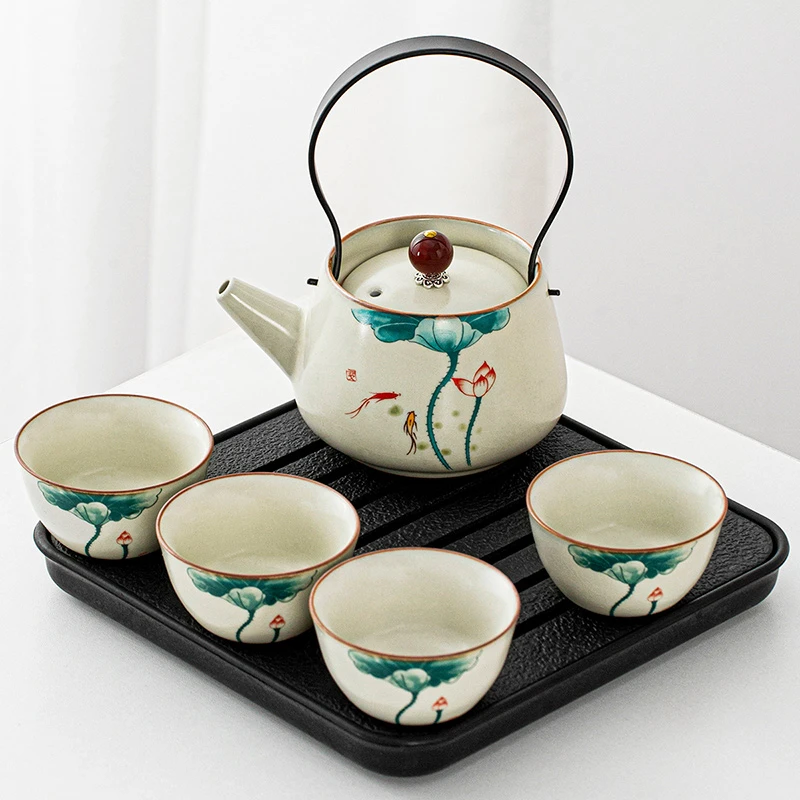 茶具小套装功夫茶具家用一壶二杯小茶盘小型陶瓷茶壶茶杯茶具套装
