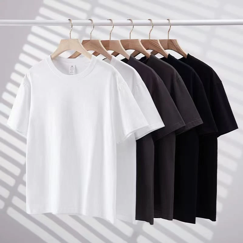 夏季纯色白色短袖男士潮流ins圆领宽松日系打底衫百搭半袖修身