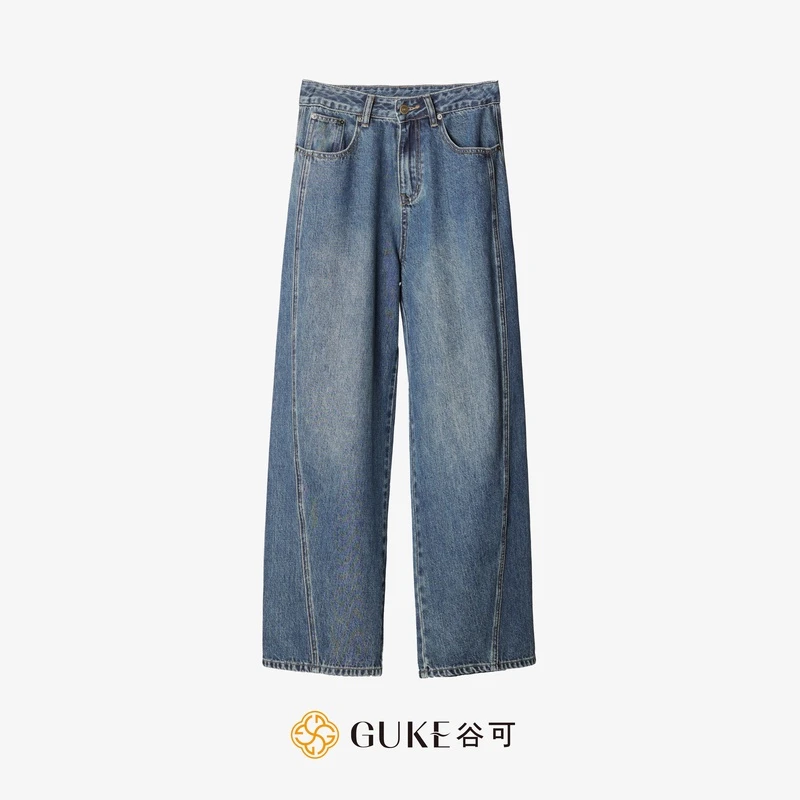 GKE/谷可K5025休闲廓形牛仔裤女秋冬