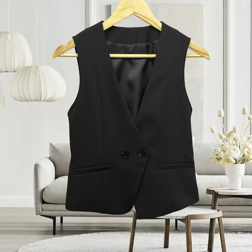 小西装马甲女春秋外套时尚洋气2025春秋款短款背心外搭设计马甲05