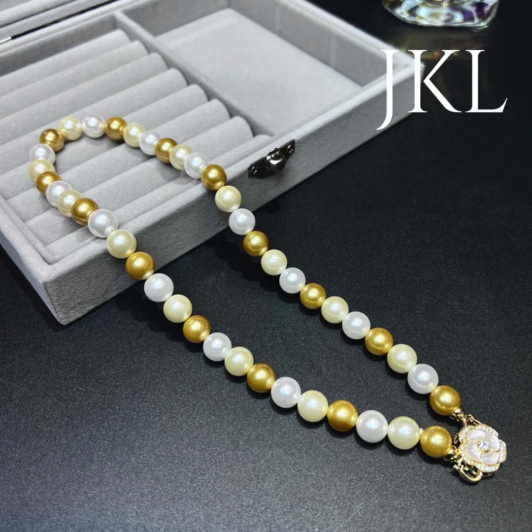非金属项链 【小马淦淦珠宝】 金色糖果全珠链10mm+手链+耳钉 正圆