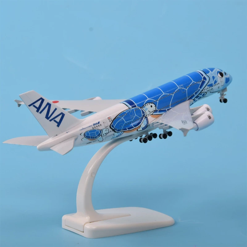 【童年玩具】18cm全日空飞天海龟A380仿真拼装合金飞机飞机模型客机