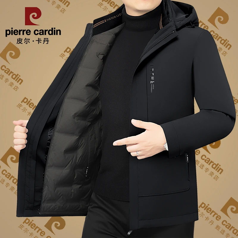 皮尔卡丹男士新款商务休闲可脱卸内胆保暖羽绒服冬季男装鸭绒防寒