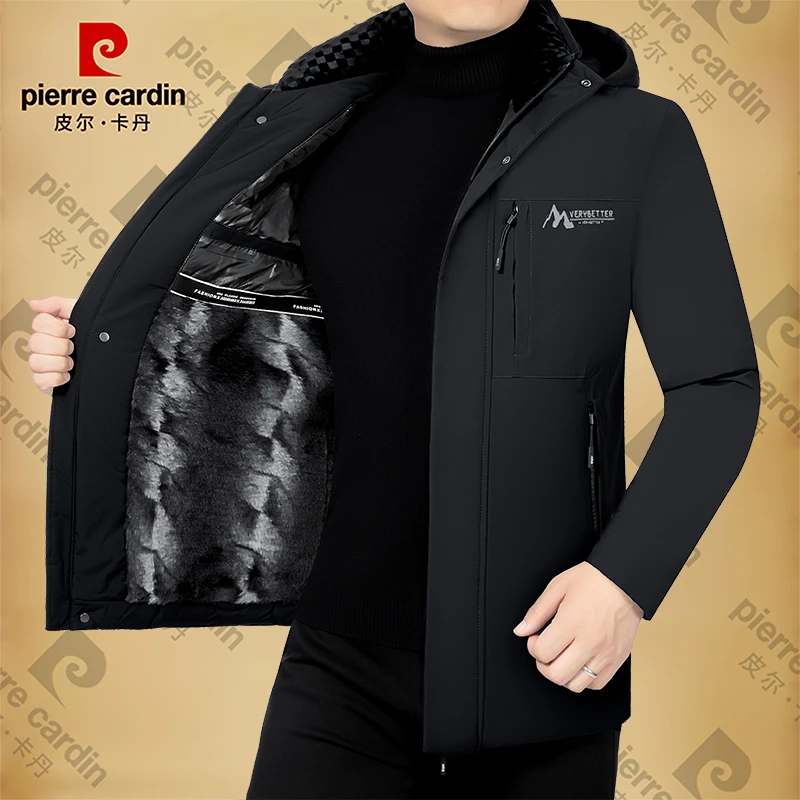 皮尔卡丹男士商务休闲加绒加厚棉袄高档男装外套保暖冬季时尚潮