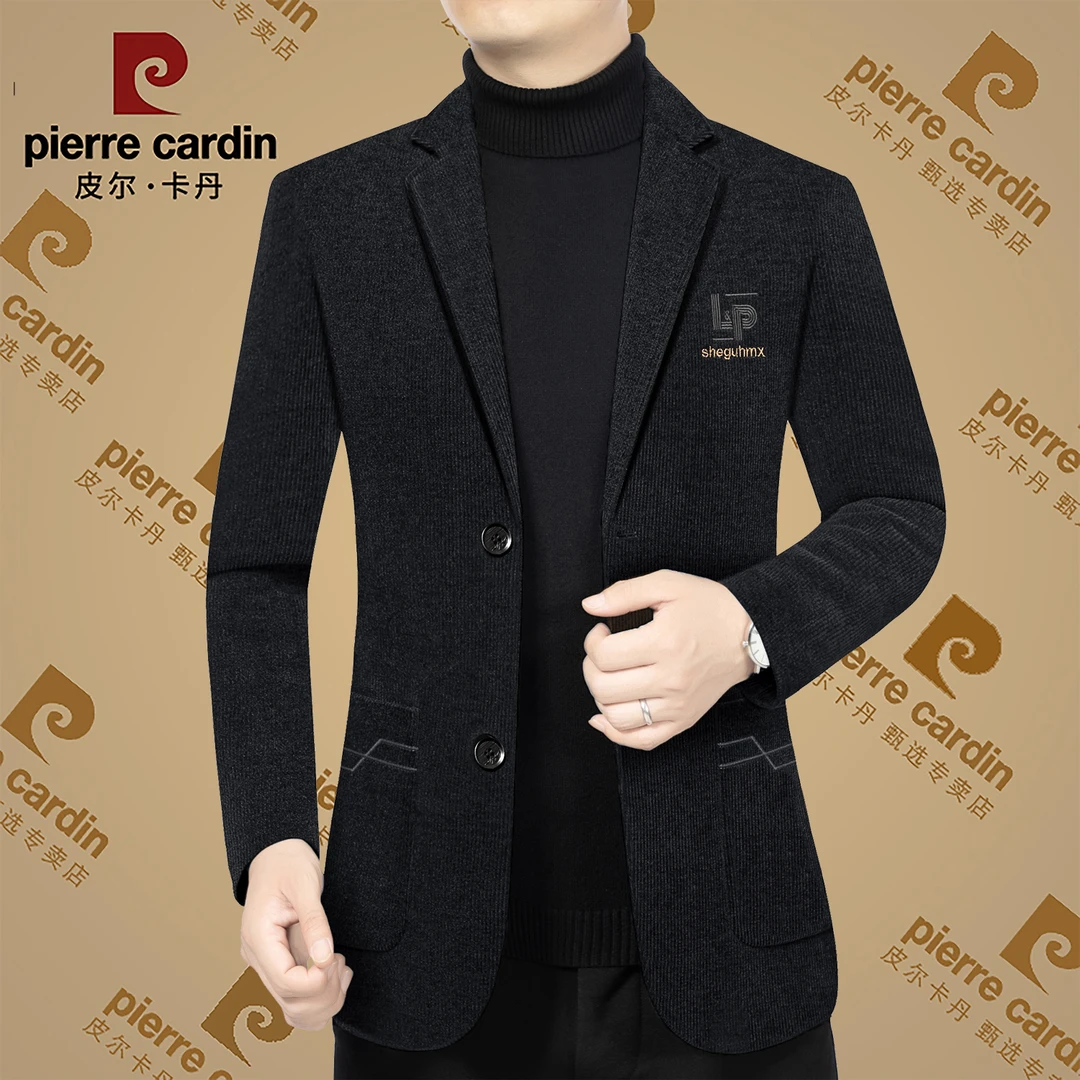皮尔卡丹秋季新款高档男士休闲西装外套修身时尚百搭西服男装外套