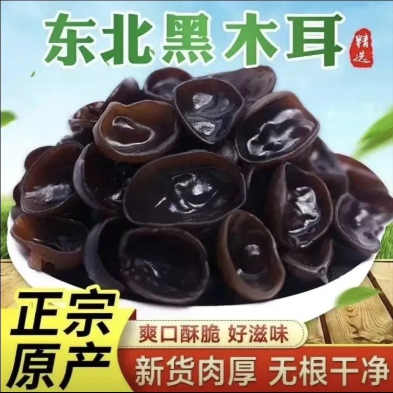 【黑木耳】无根肉厚头茬新木耳干货特产2023大木耳优质秋木耳生态