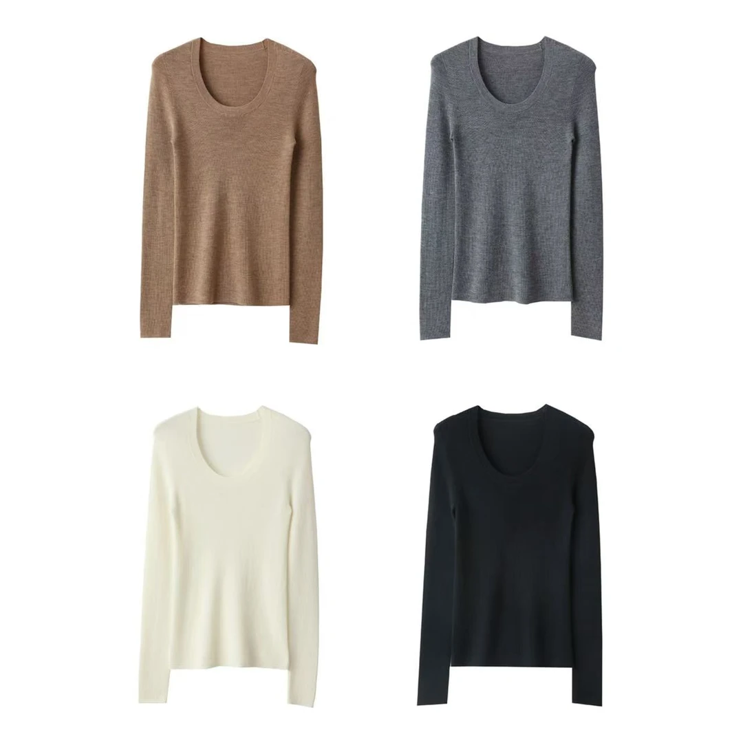 JING【天鹅颈】扬子18针48支精纺100全羊毛无缝一体U领羊毛衫