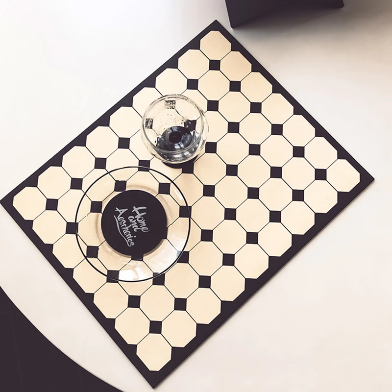 硅藻泥桌面垫速干吸水轻奢奶油风加厚PU皮面防滑垫洗碗垫洗漱浴室