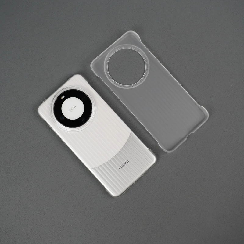 适用华为mate60pro无边框手机壳高透mate60超薄条纹透明50pro半包