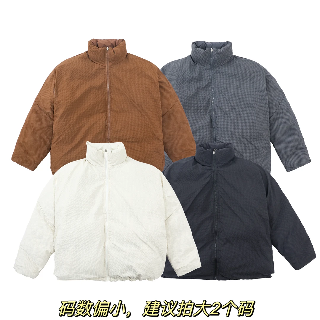 COURSEMYS聪明陈 双面穿秋冬立领拉链面包棉服纯色简约棉衣外套