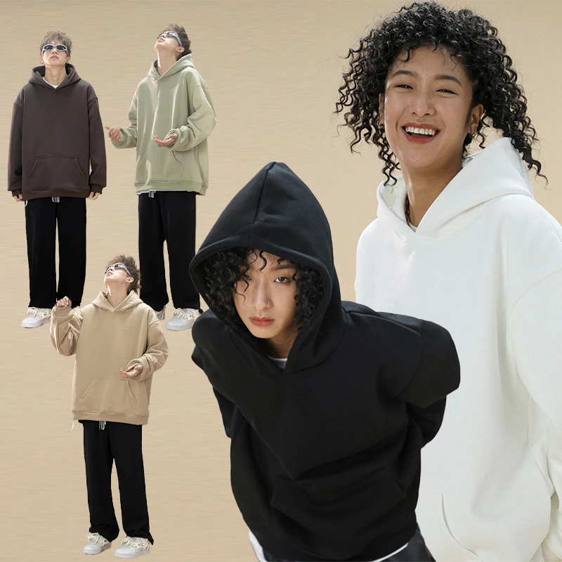 聪明陈 580克重磅2024秋冬新款纯色百搭连帽卫衣休闲男60172