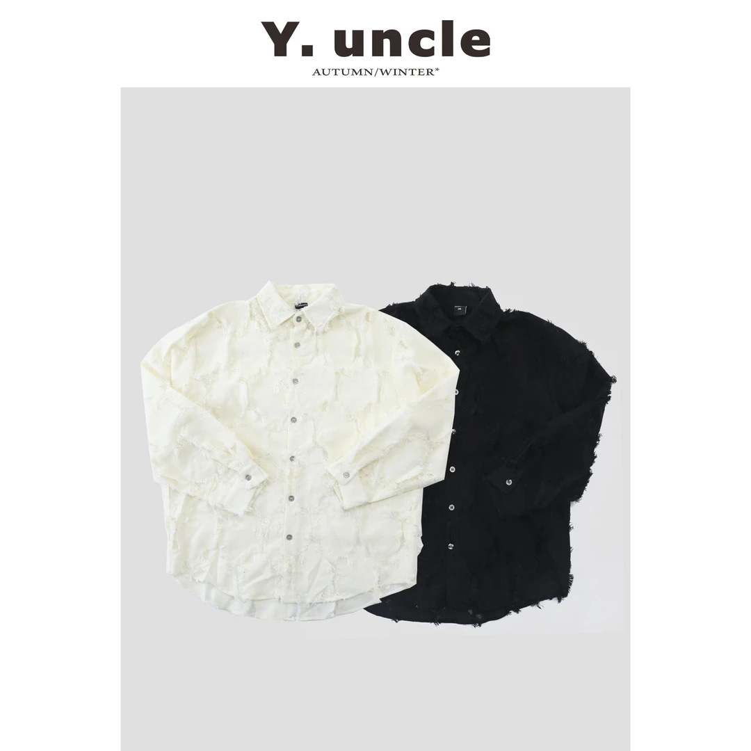 Y UNCLE 韩版小众流苏设计感长袖衬衫潮流痞帅宽松外套