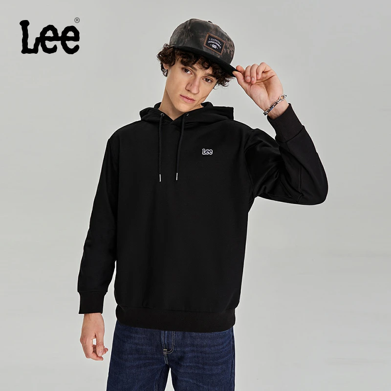 Lee商场同款经典色舒适版型logo男连帽长袖卫衣休闲潮流LMT00677