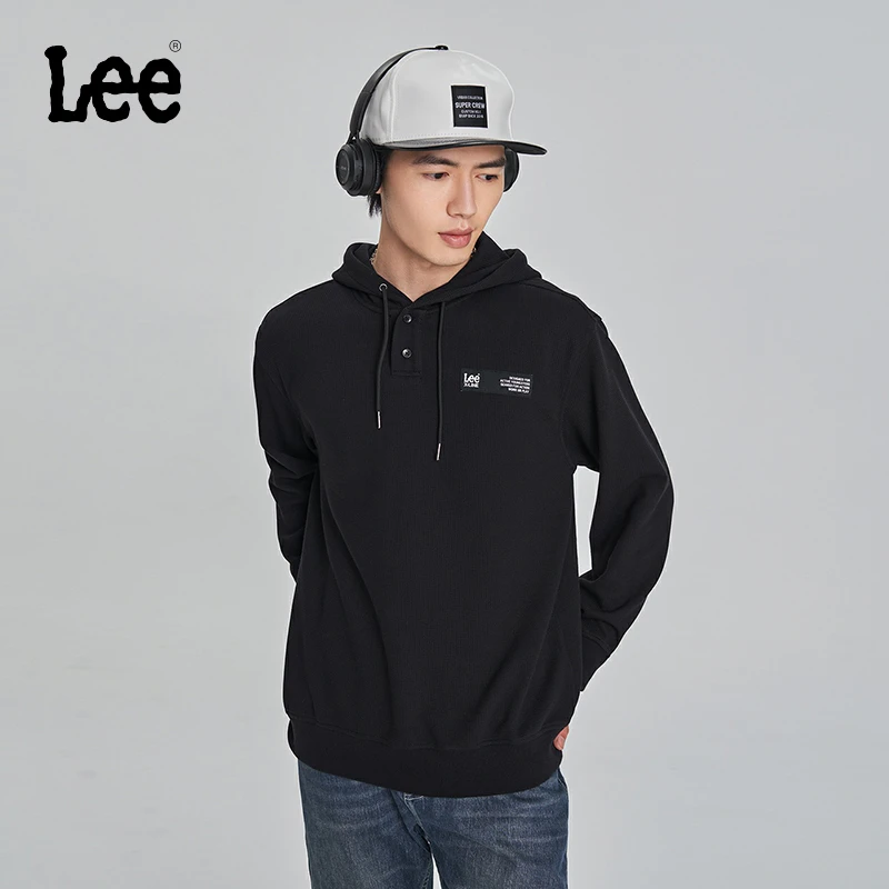 Lee 舒适版华夫格连帽宽松时尚长袖卫衣男款休闲LMT007099203