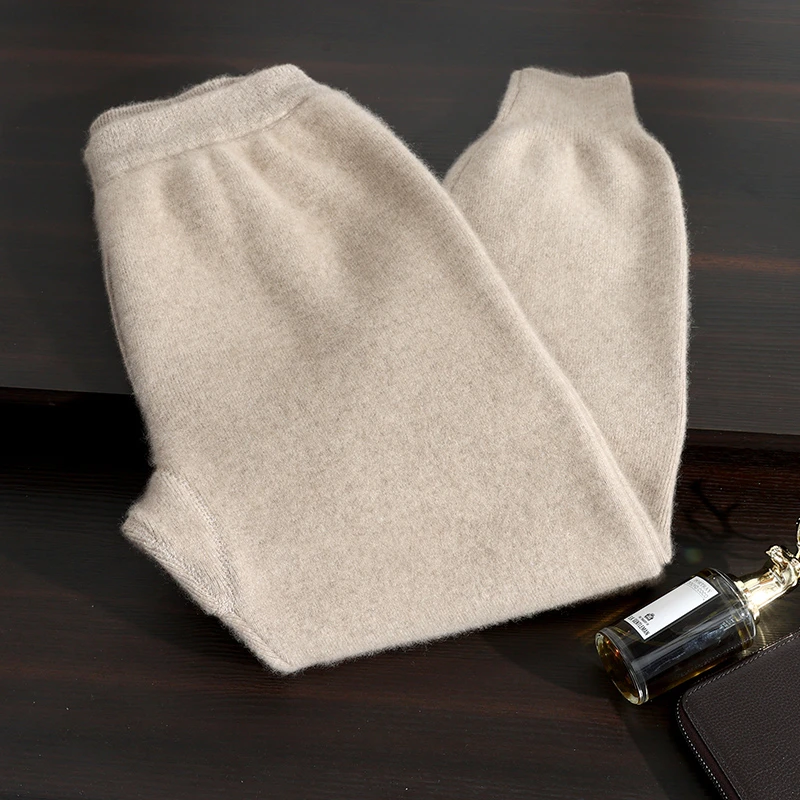 男士100%纯山羊绒打底裤冬季四平加厚保暖纯色针织加绒裤