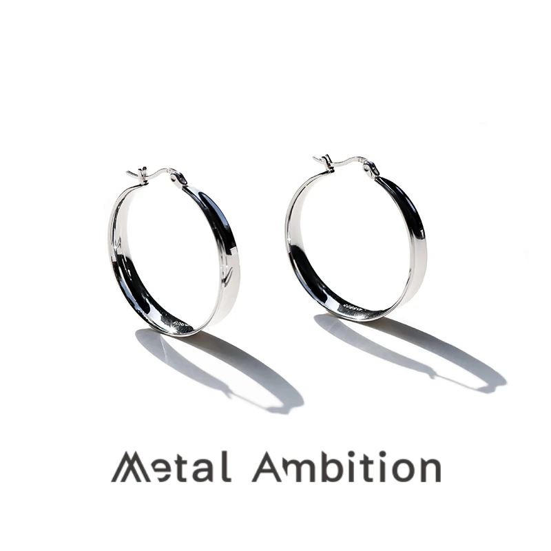 金属野心 925银耳饰 莫比乌斯大耳环女轻奢小众设计耳圈素圈金色